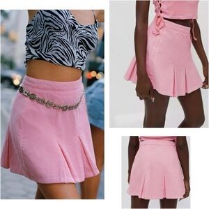 Urban Outfitters Pleated High Waisted School Girl Pink Corduroy Y2K Mini Skirt
